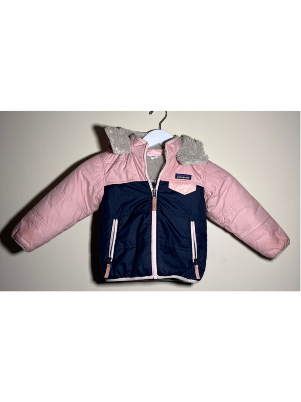 Patagonia Reversible Puffer Jacket 3T Pink Navy Blue